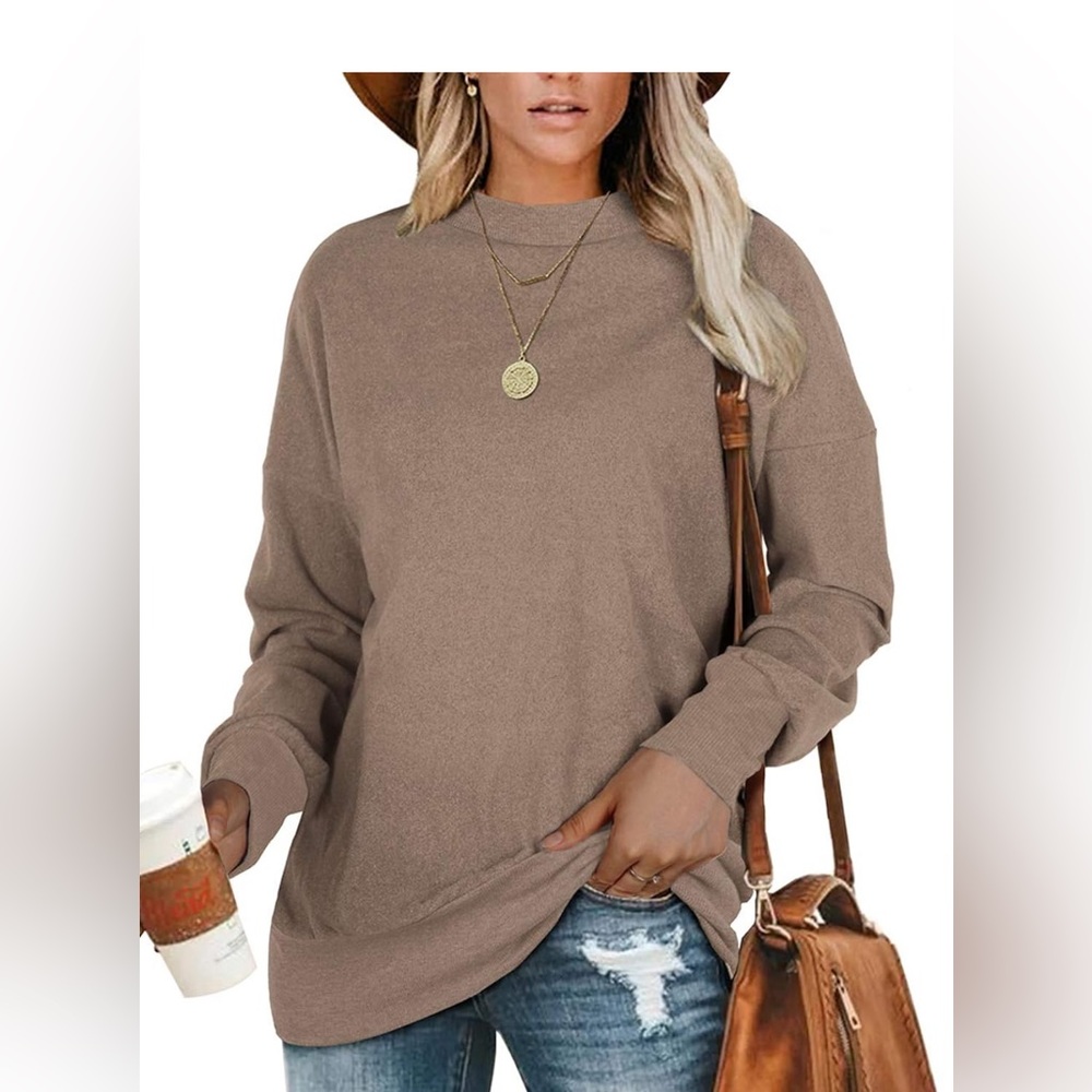 Geifa Crewneck Sweatshirt for Women Oversized Sweaters Long Sleeve Shirts Tunic